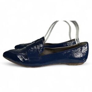 AGL Blue Patent Leather Pointed Toe Loafer Flats Sz 41 US 11 Luxury Italy SlipOn
